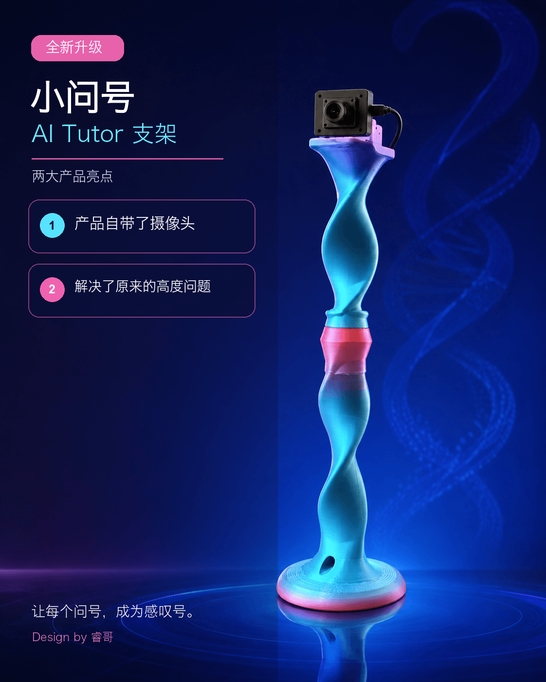 小问号 AI Tutor 支架 2.0 霓虹粉蓝